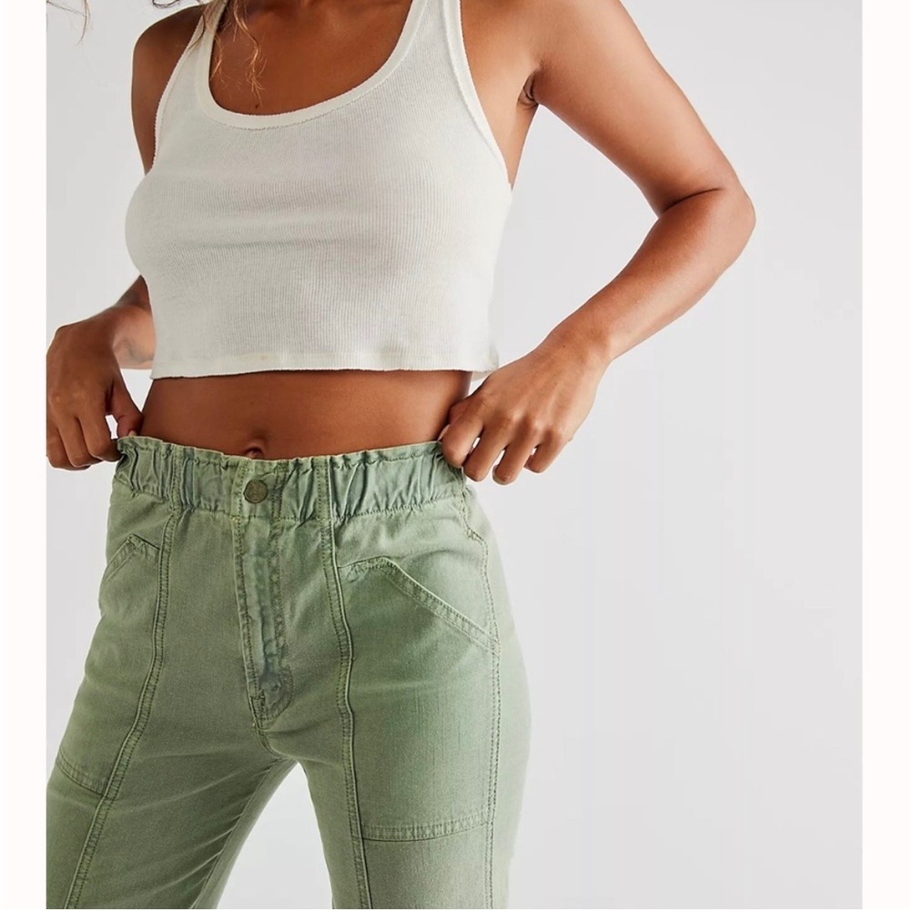 MOTHER The Springy Ankle Pants Women's 27 Green High Rise Utility Denim - Picture 4 of 14